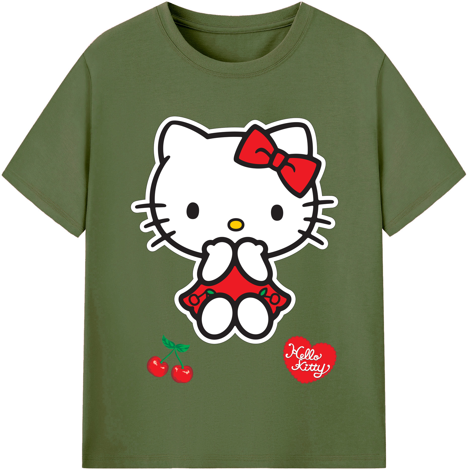 （画像用） Hello Kitty ハローキティ 綿100％半袖Tシャツ（フロントプリント）